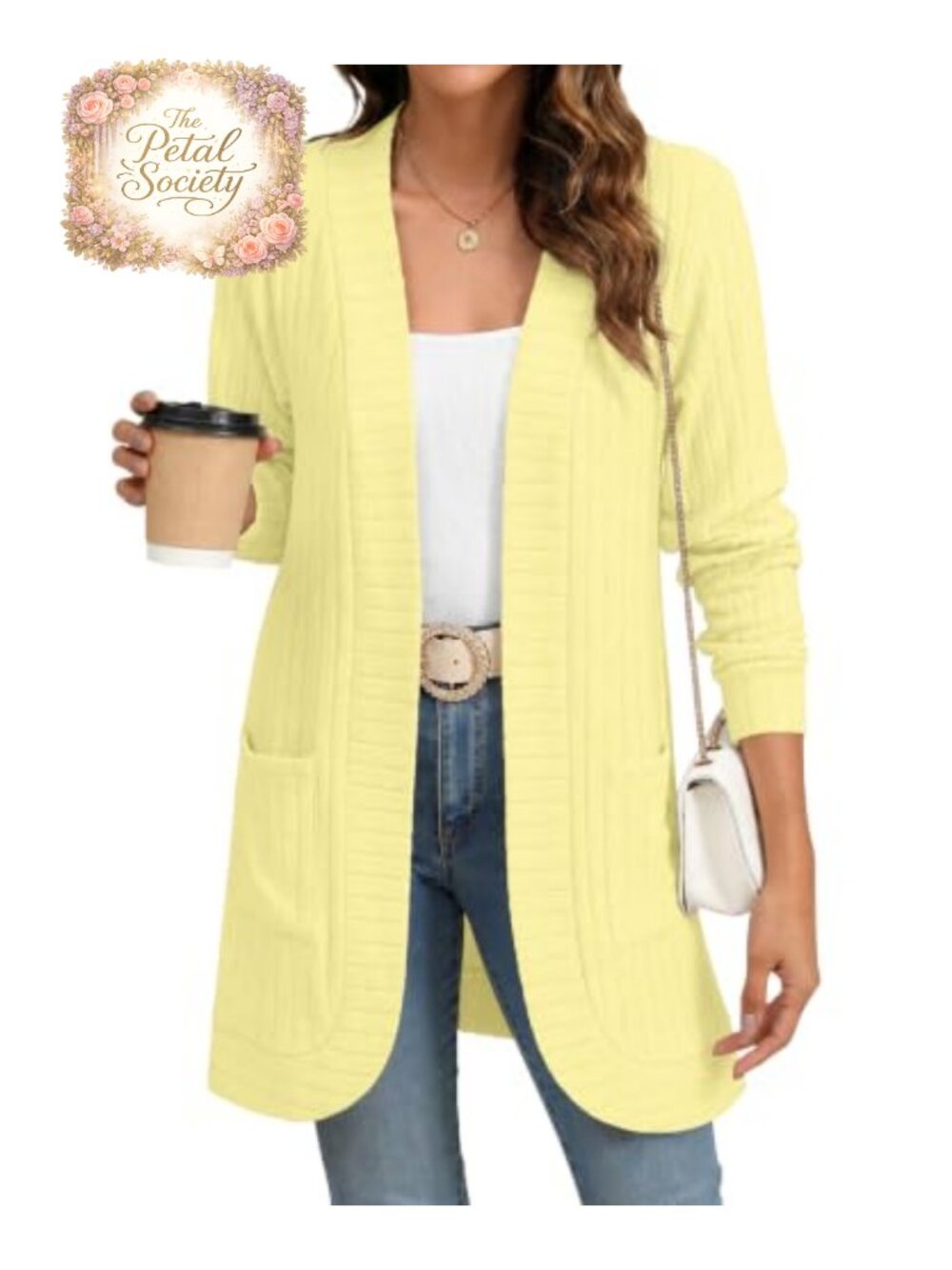Women's Open Front Cardigan Long Sleeve Sweater with Pockets